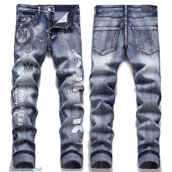 Herren Miri Hochwertige Modejeans Cooler Stil Luxus Designer Denim Hose Distressed Ripped Biker Lila Jean Slim Fit Motorrad Gvow