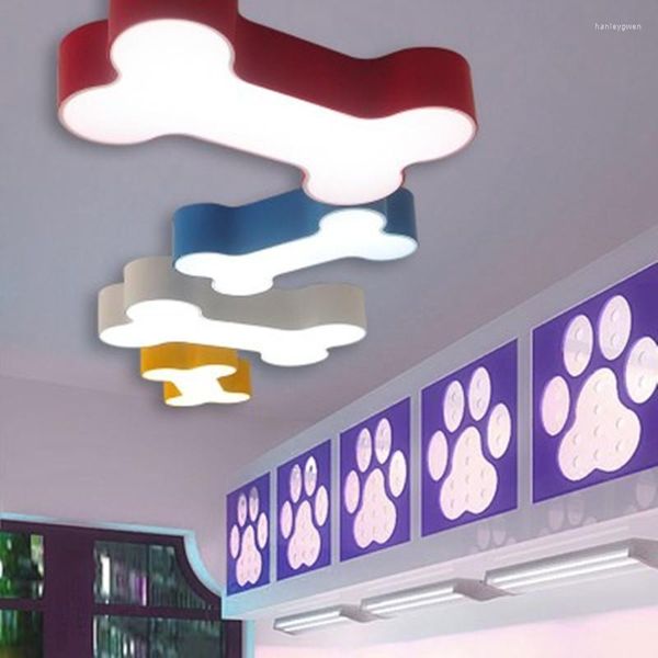 Deckenleuchten Moderne Kurze Bunte Körper Schlafzimmer Acryl LED Lampe Heimdekoration Kinderzimmer Farbe Weiß Eisen Hundeknochen Dimmbar