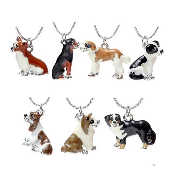 Подвесные ожерелья эмамель собаки ожерелье милые лучшие друзья для любимых подвески модные украшения для женщин Рождественский подарок доставка Dhgarden dhti9