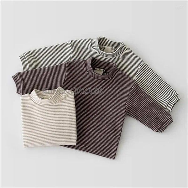 Set di abbigliamento Primavera Neonate Ragazzi Caffè grigio Maniche lunghe T-shirt Pullover Abbigliamento per bambini