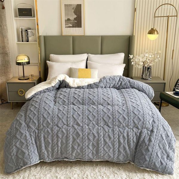 Cobertores 2023 Nice macio de calor confortável Quilt Quilt Cordeiro artificial Cashmere ponderado super espesso de inverno quente cobertor para ser