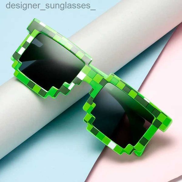 Güneş Gözlüğü 2021 Yeni Moda Güneş Gözlükleri Sıcak Satış Güneş Gözlüğü Creeper Gözlükler Yenilik Mozaik Komik Gkgles Erkek Kızlar Pixel Eyewearl231114