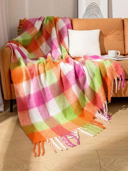 Шарфы, модный вязаный винтажный шарф, головной платок, зимний женский женский клетчатый теплый шарф, пашмина, большое одеяло, толстая шаль с запахом