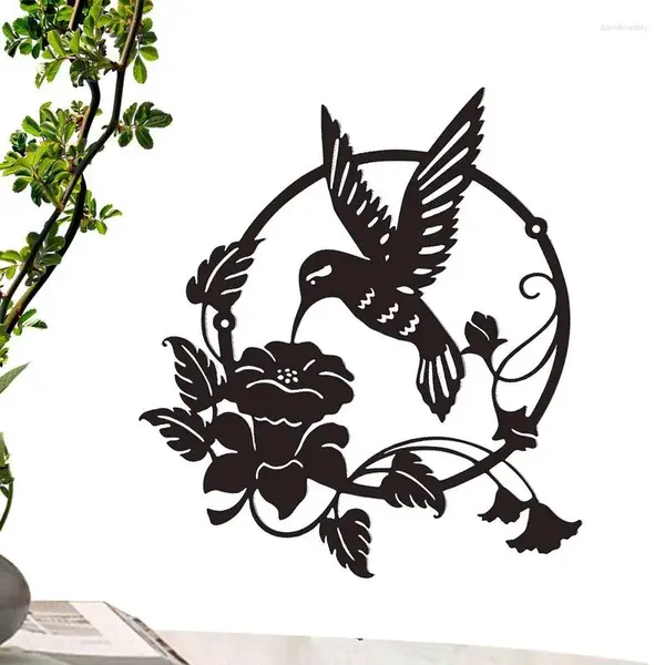 Decorazioni da giardino Arte da parete in metallo Decorazione rotonda per uccelli Silhouette Decorazione esterna moderna per cortile Soggiorno Patio di casa