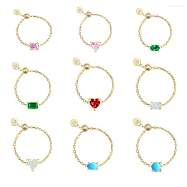 Anéis de cluster na moda 925 prata esterlina ajustável charme pandent para mulheres 18k banhado a ouro claro cz link anel de corrente casamento jewerly