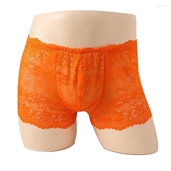 Unterhosen Männer Sexy Dessous Spitze Boxer Briefs Homosexuell Unterwäsche Low Rise Shorts U Convex Pouch Höschen Atmungsaktive Sissy