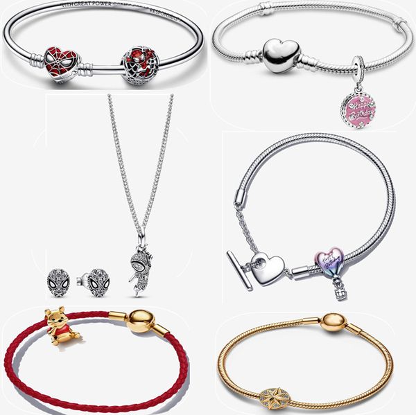 Designer-Armbänder für Damen, Schmuck, Geschenk, doppeltes Zuckerstangen-Herz, weihnachtlicher baumelnder Charm, DIY, passend für Pandoras Armreif, Halskette, Ohrringe, Schlüsselbeinketten-Anhänger mit Box