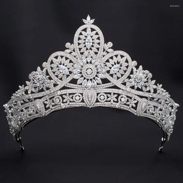 Fermagli per capelli di lusso zirconi nuziali da sposa tiara reale corona per le donne sposa compleanno accessori gioielli CH10337