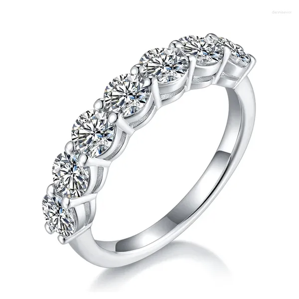 Anéis de cluster Sgarit Jóias S925 Prata Moissanite Anel de Diamante 2.1CT Total VVS1D Redondo Corte Brilhante Casamento para Mulheres