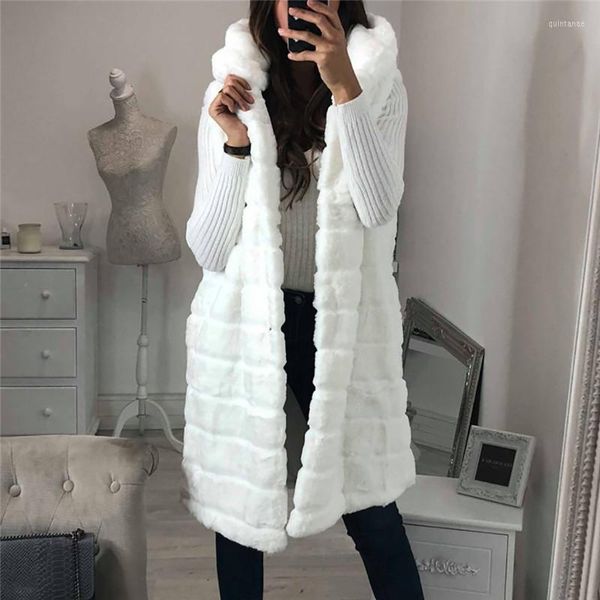 Giubbotto di pelliccia femminile lux faux da donna inverno giacca senza maniche con cappuccio invernale