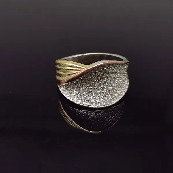 Кольца кластера Farny Оптовая цена Чистое серебро 925 пробы с полным цирконом женское кольцо с украшением в форме листа позолоченное и цветное