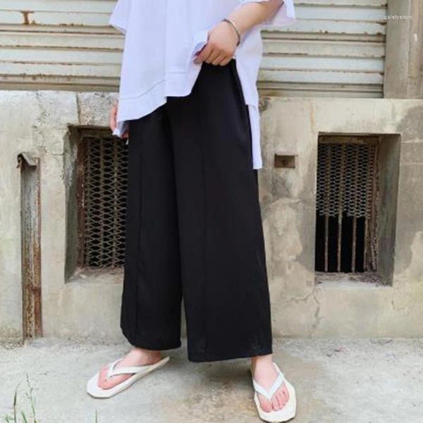 Calças masculinas primavera casual perna reta larga sino-bottom gótico hip-hop culottes estilo yamamoto