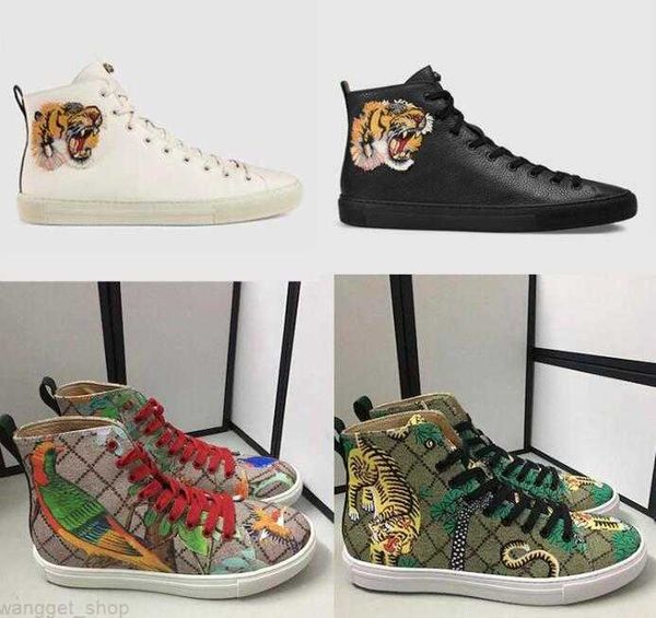 Designer Schuhe Herren Sneakers High-Top Sneaker Bedruckte Echtlederstiefel Wütende Katze Tiger Drache Sneaker für mit Box Größe 35-45 gut