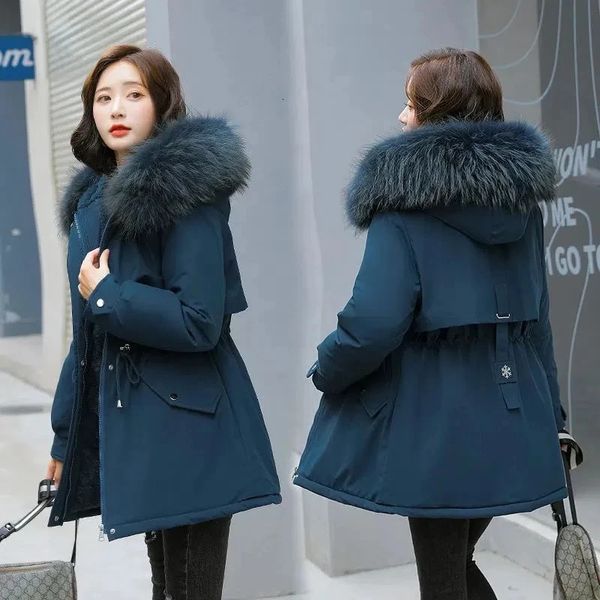 Piumino da donna Parka Giacca invernale da donna Cappotto casual Lungo femminile Fodera calda in lana Parka con cappuccio Abbigliamento da neve Capispalla imbottito 231114