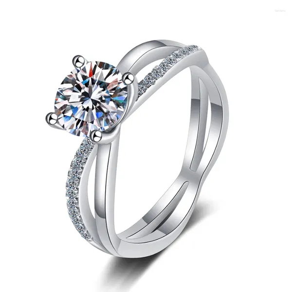 Anéis de cluster 925 prata esterlina branco banhado a ouro 1ct moissanite d vvs1 diamante com gra para mulheres casamento jóias finas presente