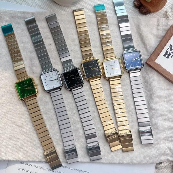 Relógios de pulso feminino relógio de quartzo luxo moda quadrado ouro sliver caso simples numeral romano dial relógio feminino relógios nicho senhoras