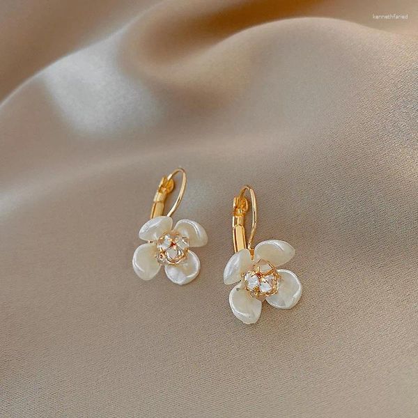 Висячие серьги корейского дизайна Zricon Flash Water Pearl Flower Элегантные милые модные украшения высокого качества для женщин