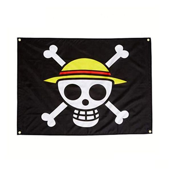 Banner Flags Skl Pirate Flag One Piece 3X5Ft With Two Cross Knife 90X150 Cm For Home or Boat Decoration Drop Delivery Garden Festive Dhltp