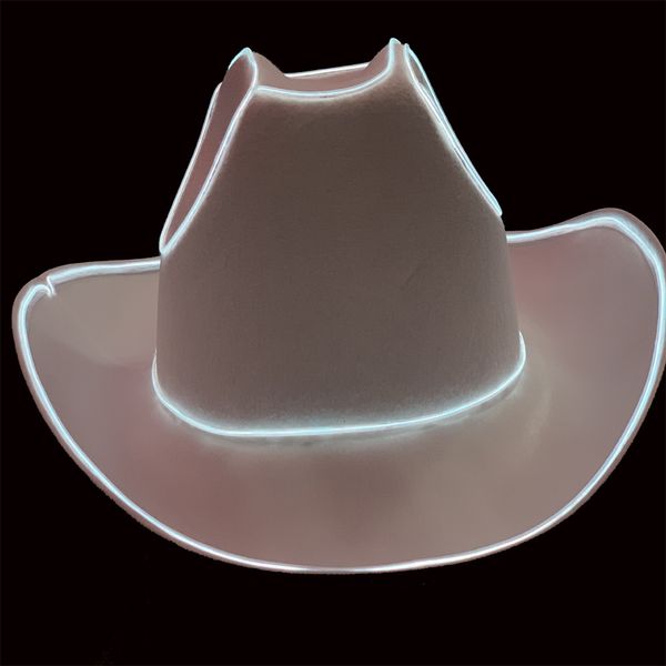 Chapéus de balde largura chapéus led chapéu de cowboy chapéu luminoso luminoso chapéu piscando luzes piscadas de vaqueira chapéu de cowgirl led lapmo de noiva de christmass luz fria y2k 230414