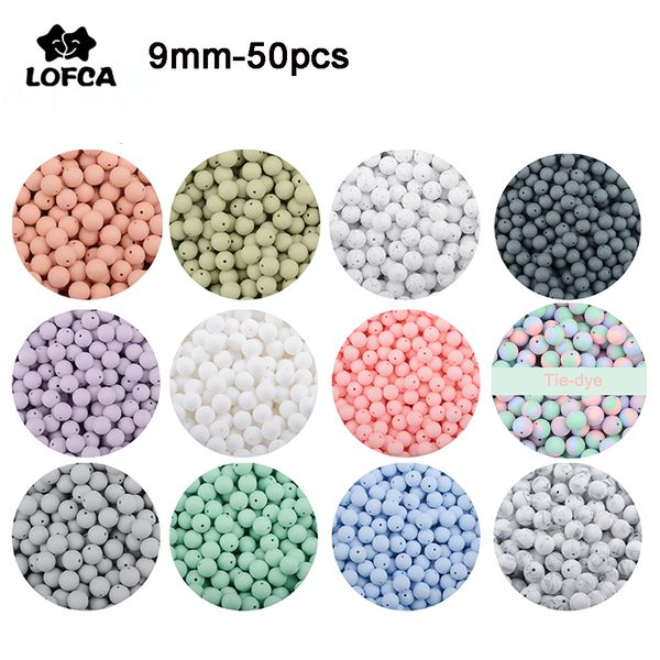 Baby Teethers Toys LOFCA 9mm 50pcs Perline in silicone Perla Silicone Food Grade Dentizione Perline DIY BPA Free Jewelry Baby Massaggiagengive Giocattolo Ciuccio Catena 230413