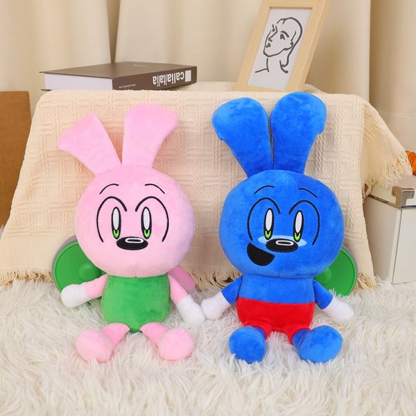 Animali di peluche Giocattoli di peluche Bambole di coniglio da 11,8 pollici Giocattolo di coniglietto rosa blu Bambole di pezza anime Regalo di Natale di Halloween