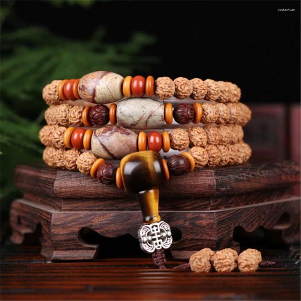 Strang Hoher Grad Authentische Feine 8mm Fleischkorn Rudraksha Buddhist 108 Perlen Armband Männer Oder Frauen Gebet Halskette Dropship Schmuck