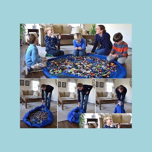 Сумки для хранения детей играют в коврик для игрушек переносные складные складные нейлоновые игрушки Организатор Организатор коврик куклы 150см синий розовый XL Drop Delive Dhuez