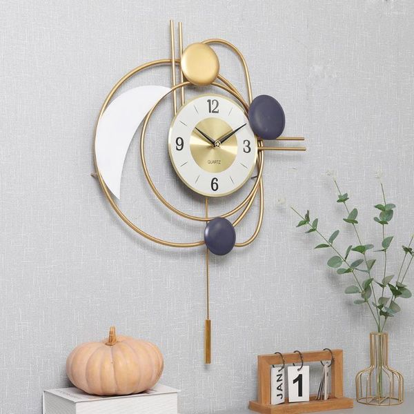 Orologi da parete Nordic Silent Clock Swing Universal Solar System Home Living Decorativo Moderno Creativo Orologio di lusso leggero