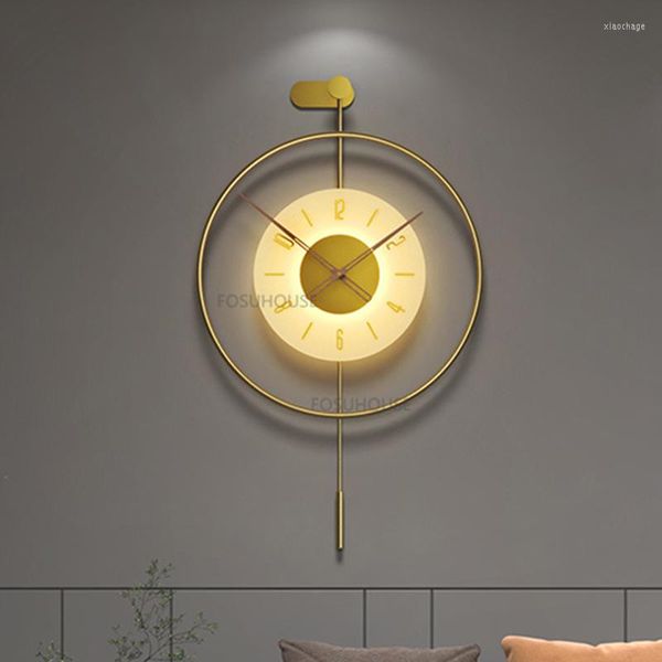 Orologi da parete orologio silenzioso in metallo moderno per mobili da soggiorno decorazione luminosa semplice ristorante domestica