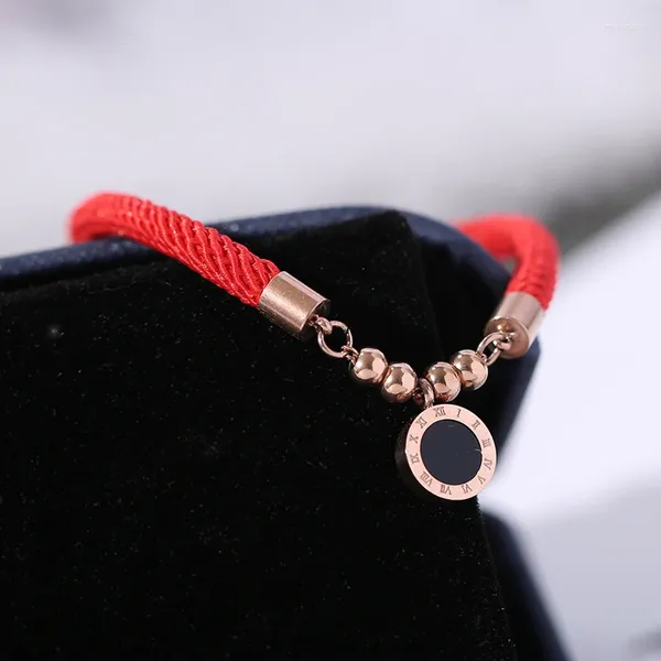 Link pulseiras yun ruo chegada moda linha vermelha dois lados pulseira mulher presente rosa cor de ouro jóias de aço inoxidável nunca desaparecer