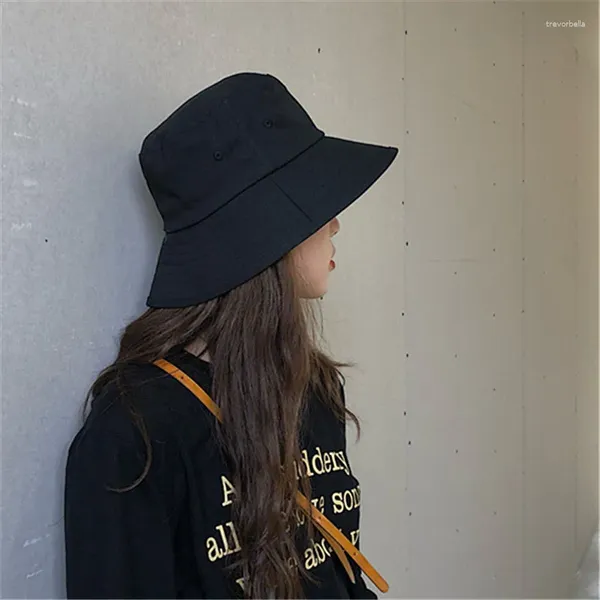 Berretti Cappello da pescatore classico nero tutto-fiammifero da donna stile coreano primavera ed estate giapponese casual tesa larga parasole prot