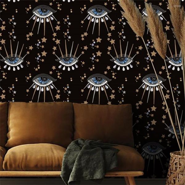 Tapeten Mystical Eye Star Wallpaper Spirituelle Möbelaufkleber Glamouröses Kontaktpapier für Waschtisch Schlafzimmer Badezimmer Home Decor