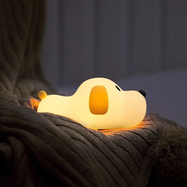 Novità Articoli Lampada per cuccioli Cane in silicone Luci notturne a LED Sensore tattile Colori USB Ricaricabile Luce d'atmosfera da comodino per bambini Giocattolo per bambini Regalo 231113