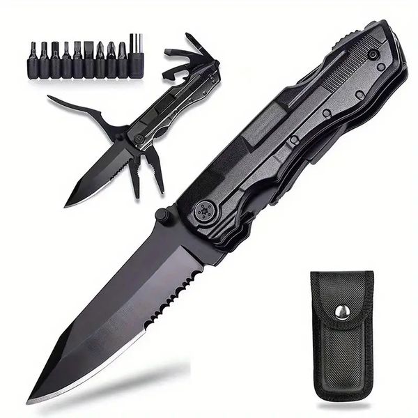 Multitool-Taschenmesser mit Zange, Schraubendreher, Flaschenöffner – ideal für Camping, Survival, Angeln