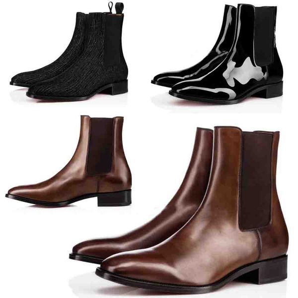 Stivaletti da uomo invernali in pelle, mocassini in pelle Samson stivali rossi, stivaletti Chelsea da uomo classici, vitello nero, suola spessa, designer parigino di lusso 38-47Box