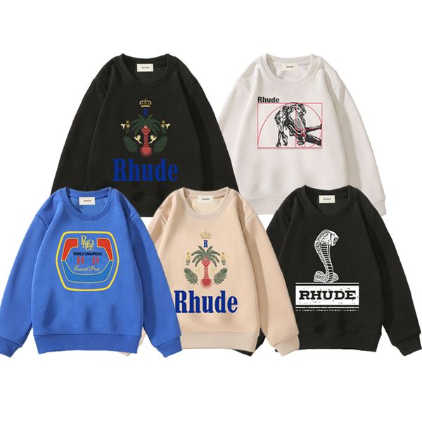 Luxus Designer Kid Hoodie Buchstabe RHUDE Kleidung Baby Jungen Mädchen Pullover Modedesigner Sweatshirt Kinderkleidung Vollärmeliger Pullover