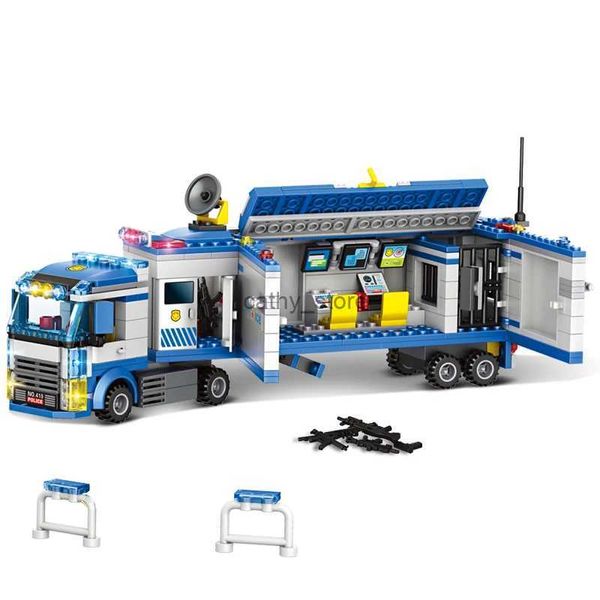 Veicoli giocattolo City Police Truck Mobile comando di emergenza Veicolo Building Blocks Poliziotto Figure Assemblaggio Mattoni Giocattoli per bambini GiftsL231114