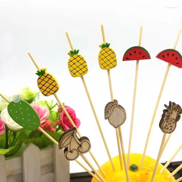 Garfos 100 pcs 4,7 polegadas Handmade Natural Party Palitos Decorativos Eco-Friendly Aperitivo Espetos De Bambu Cocktail Picks