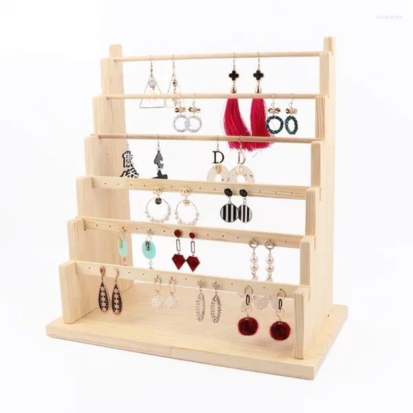 Schmuck Beutel Holz Ohrring Earnail Rack Stehen Mehrschichtige Display Organizer Frau Hängende Lagerung Zeigt Bord Für Shop Prop