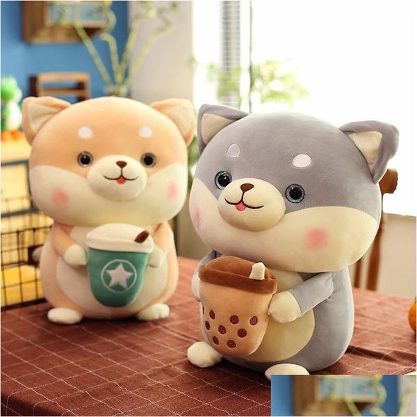 Gefüllte Plüschtiere New Akita Hundespielzeugpuppe Großhandel Netter großer Shiba Inu Slee Kissen Teetasse Milchbecher Muppet Geschenke Tropfen liefern Dhhis