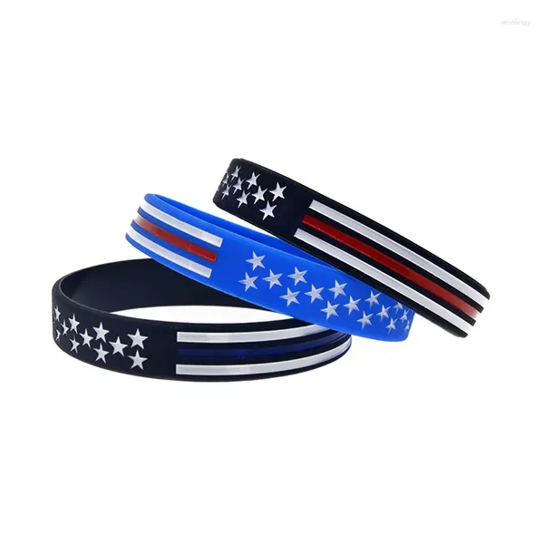 Charme Pulseiras 50 Pcs Star Stripe Bandeira Silicone Pulseira Homens e Mulheres Esportes Presente Pulseira