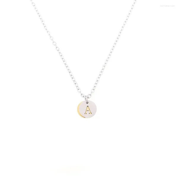 Collane con ciondolo 1 pz Lettera Design Collana iniziale maiuscola Donna Uomo Gioielli Alfabeto in acciaio inossidabile color oro/argento