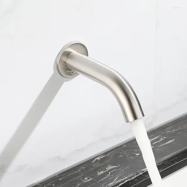 Rubinetti per lavandino del bagno Rubinetto a parete Rubinetto per acqua fredda in acciaio inossidabile Touch Press Lavabo Risparmio WC