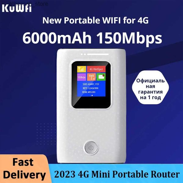 Router KuWfi Mobile Wifi Router 6000mAh Router portatile 3G 4G Lte 150Mbps Wireless Outdoor Pocket Wifi Hotspot con slot per scheda SIM Q231114