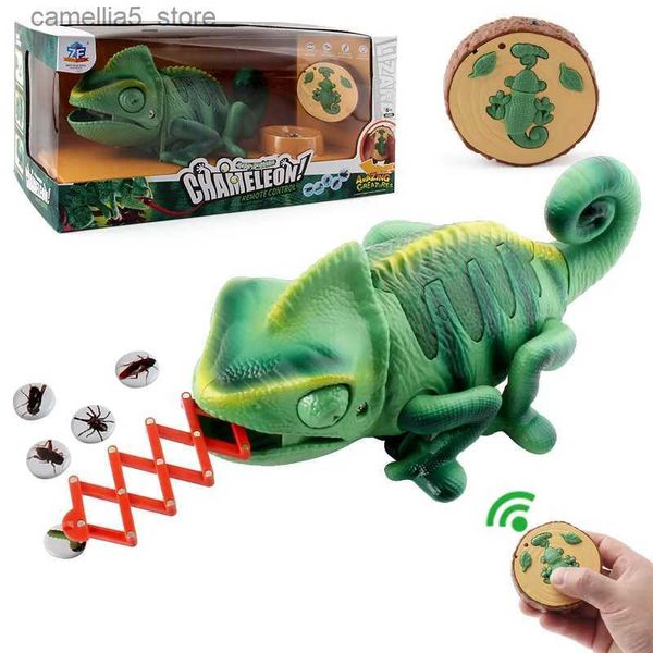 Animais Elétricos / RC RC Cabrite Robô Inteligente Animal Controle Remoto Camaleão Caminhada Comer Lagarto Eletrônico Animais de Estimação Brinquedos Elétricos Crianças Presente de Aniversário Q231113