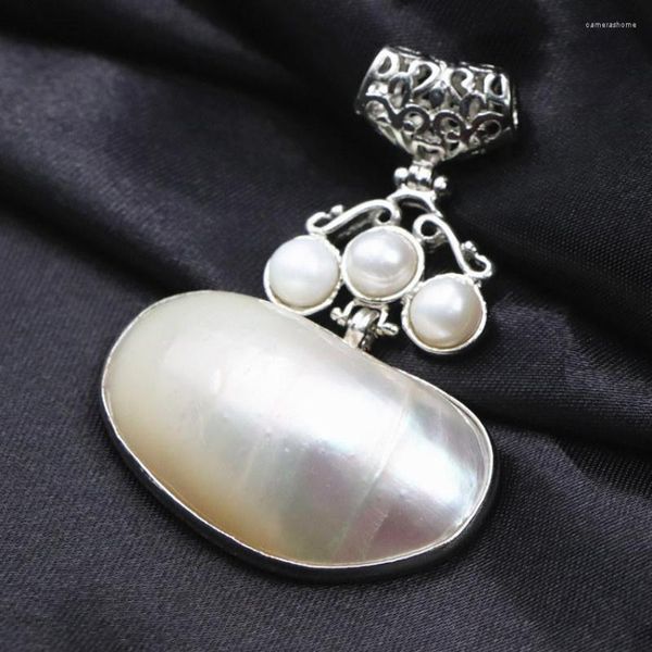 Anhänger Halsketten Elegante Charms Natürliche Perlmutt Perle Für Frauen Anhänger Weiße Perlen Muscheln Handwerk DIY Schmuckzubehör A107