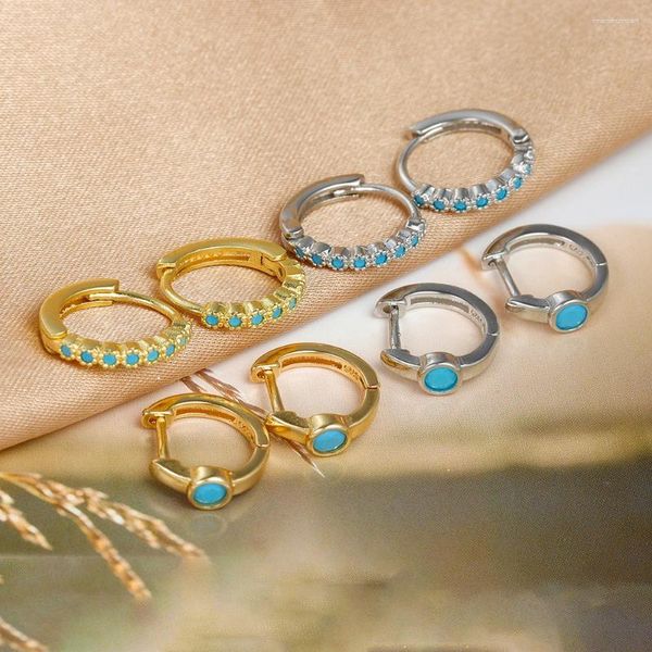 Creolen Vintage Gold Farbe Kleine Ohrringe Für Frauen Klassische Blaue Zirkonia Little Huggies Edelstahl Ohrring Piercing Schmuck