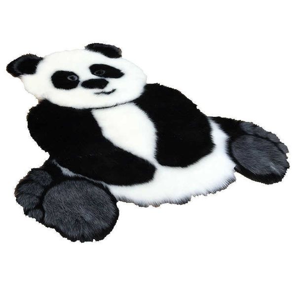 Teppiche Panda bedruckter Teppich schöner Kinderteppich Rindsleder Kunstleder rutschfeste rutschfeste Matte 94 x 100 cm Teppich mit Tiermuster W0413