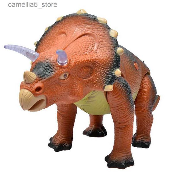 Animais Elétricos / RC Controle Remoto Elétrico Triceratops Modelo de Brinquedo de Dinossauro Som e Luz Animal Pronto para Usar Plástico Operado por Bateria Unissex 2021 Q231114