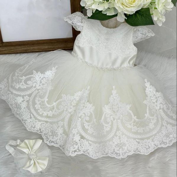Mädchen Kleider Handmade Puffy Baby Kinder Spitze Applique Kinder Prinzessin Party Hochzeitskleid 1 3 6 10 14 Jahre Vestido Custom